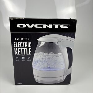 Ovente Electric Glass Kettle 1.5 Liter BPA-Free 1100W Auto Shut Off White KG83W
